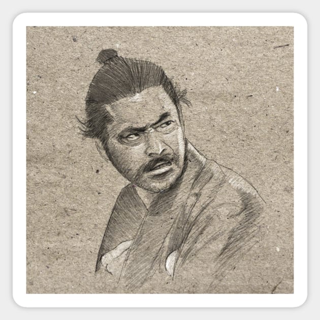 Yojimbo - Toshiro Mifune Portrait Drawing Sticker by ianoz